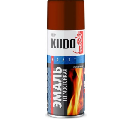 Эмаль KUDO термостойкая красно-коричневая 600C 520мл KU-5006