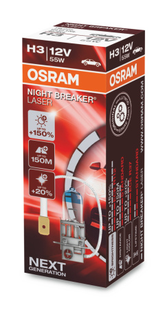 Галогенная лампа Osram H3 12V 55W (PK22s) Night Breaker Laser