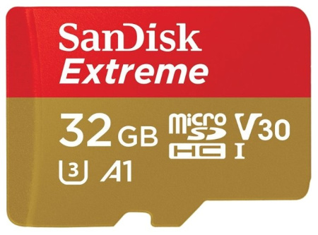Карта памяти SanDisk Extreme microSDHC 32Gb Class 10 UHS-I U3   SD Adapter (SDSQXVF-032G-G6AA)