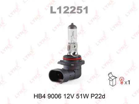 Галогеновая лампа HB4 9006 12V 51W P22D LYNXauto L12251