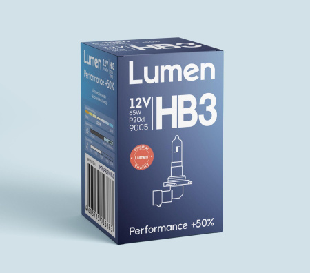 Галогенная лампа Lumen HB3 Performance  50% 12V-65W P20d 9005