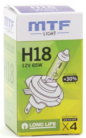 Галогенная лампа MTF Light H18 12V 65W - Standard  30% HS1218