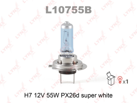 Галогенная лампа LYNXauto H7 Super White 12v 55W PX26D L10755B