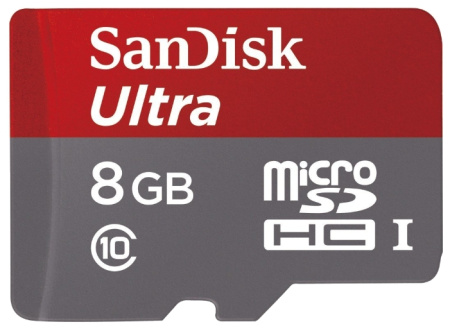 Карта памяти SanDisk Ultra microSDHC 8Gb Class 10 UHS-I U1   SD Adapter (SDSDQUI-008G-U46)