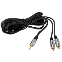 Шнур Rexant 3.5 Stereo Plug - 2RCA Plug 3м (gold) металл