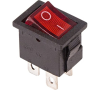 Выключатель клавишный 250V 6А (4с) ON-OFF красный с подсветкой Mini (RWB-207, SC-768) Rexant