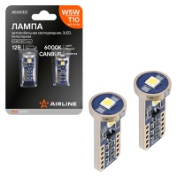 Лампa светодиодная Airline T10 (W5W) 12В 3LED Белая обманка CANBUS биполярная AEAR321