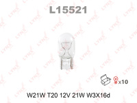 Лампа накаливания LYNXauto W21W 12V W3X16D L15521