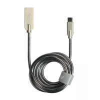 Кабель Steely USB 2.0 - microUSB 1.2м 2.1A серебристый металлические штекеры