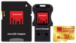 Карта памяти Strontium Nitro Plus microSDHC 16Gb Class 10 UHS-I U3 SD Adapter USB CR (SRP16GTFU1C)