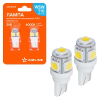 Лампa светодиодная Airline T10 (W5W), 24В, 5LED 5050, Белая AEAR304