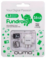 Карта памяти Qumo Fundroid microSDHC 16Gb Class 10   USB Card Reader (QM16GCR-MSD10-FD-WHT)