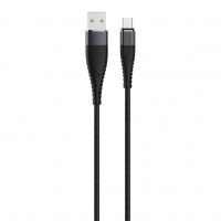 Кабель Olmio Solid USB 2.0 - lightning 1.2м 2.1A усиленный цвет черный