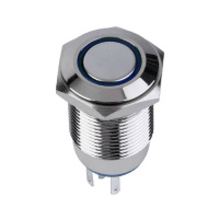 Кнопка антивандальная Rexant Ø16 12В Фикс (5с) ON-OFF/OFF-ON синяя (A-16-C4)