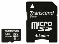 Карта памяти Transcend microSDHC 32Gb UHS-I U1 Class 10   SD adapter (TS32GUSDHC10U1)