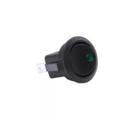 Выключатель-кнопка 12V 20А круглая черная с зеленой LED подсветкой (3конт.) ON-OFF Nord YADA 905475