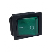 Выключатель-кнопка 15А зеленая с подсветкой (6конт.) ON-OFF Nord YADA 905455