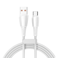 Кабель USB-A – Type-C, 5А, 100Вт, 1м, в белой нейлоновой оплетке REXANT 18-7067