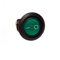 Выключатель-кнопка 250V 6А круглая зеленая с подсветкой (3конт.) ON-OFF Nord YADA 905486
