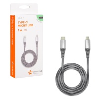 Кабель Airline Кабель Type-C - micro USB 1м серый нейлоновый ACH-C-41