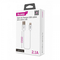 Кабель Olmio USB 2.0 - Lightning для Apple iPhone/iPod/iPad 0,2м белый