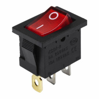 Выключатель клавишный квадратный ON-OFF Mini без подсветки "Red" (3-х контактный)