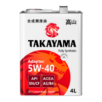 Моторное масло Takayama Adaptec SAE 5W40 API SN/CF ACEA A3/B4 синтетическое 4л 605587