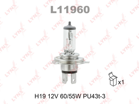 Галогенная лампа LYNXauto H19 12V 60/55W (PU43t-3) L11960