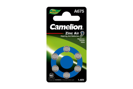 Батарейка Camelion ZA675 BL-6 батарейка для слуховых аппаратов
