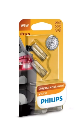 Лампа накаливания Philips W5W 12V 5W (W2,1x9,5d) Vision 12961B2