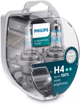 Галогенная лампа Philips H4 12V 60/55W (P43t) X-treme Vision Pro150 12342XVPS2