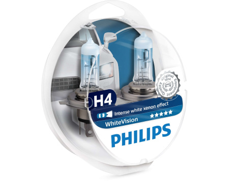 Галогенная лампа Philips H4 12V 60/55W (P43t) White Vision 12342WHVSM