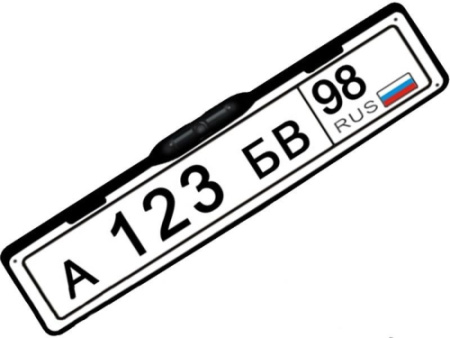 Камера заднего вида SKY CA-LP-1BD (CCD/NTSC/170/0.1 люкс/черная) рамка под номерной знак