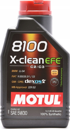 Моторное масло Motul 8100 X-Clean EFE 5w30 SN/CF C2/C3 Dexos2 1л