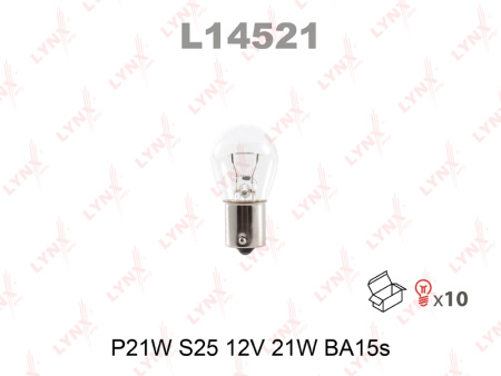 Лампа накаливания LYNXauto P21W 12V (BA15s) L14521