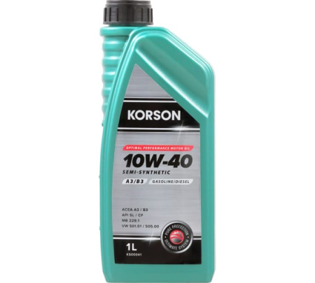 Моторное масло KORSON 10W-40 полусинтетическое A3/B3 1л KS00041