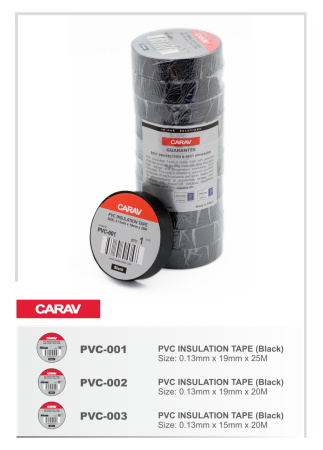 Изолента CARAV PVC-001 ПВХ черная 0,13mm*19mm*25м