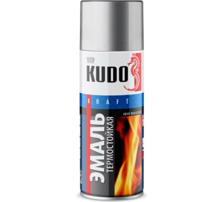 Эмаль KUDO термостойкая серебристая 600C 520мл KU-5001