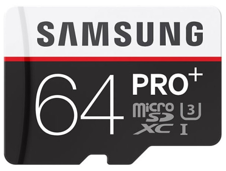 Карта памяти Samsung PRO Plus microSDHC 64Gb Class 10 UHS-I U3   SD adapter (MB-MD64DA/RU)