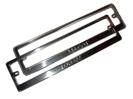 Рамка номерного знака нержавеющая сталь SPL-46, штамп Logan