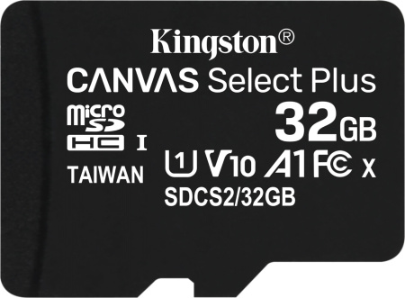 Карта памяти microSDHC 32Gb Kingston Canvas Select Plus A1 100Mb/s с адаптером