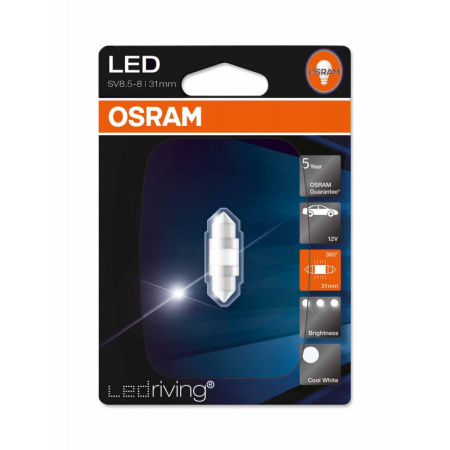 Светодиодная лампа Osram Fest T10,5 12V 0,5W (SV8,5-31/8) Cool White LEDriving Standart 6000K