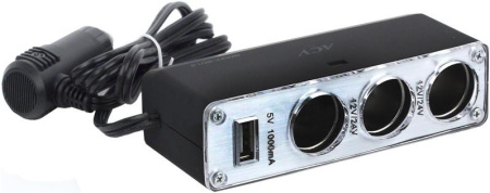 Разветвитель прикуривателя ACV RM37-2014 3 гнезда 1*USB/светодиод