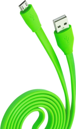 Кабель Olmio USB 2.0 - microUSB 1м 2.1A зеленый плоский