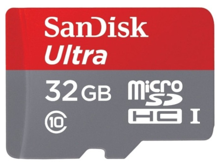 Карта памяти SanDisk Ultra microSDHC 32Gb UHS-I U1 Class 10 (SDSQUNS-032G-GN3MA)