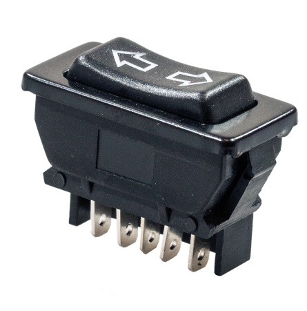 Выключатель (стеклоподъемника) клавишный 12V 20А (5с) (On)-Off-(On) черный (ASW-01) Rexant