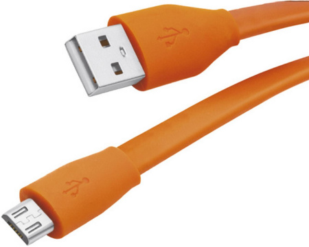 Кабель Partner USB 2.0 - microUSB 1м 2.1A оранжевый плоский