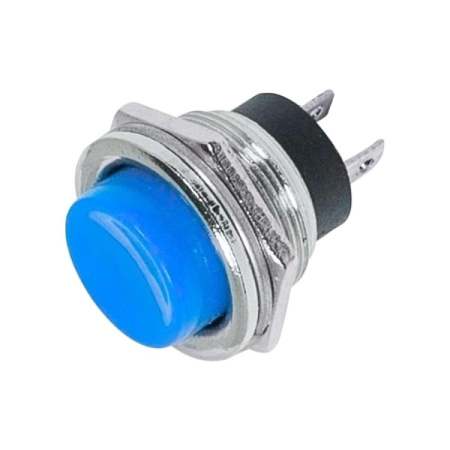Выключатель-кнопка Rexant металл 2А (2с) (ON)-OFF Ø16.2 синяя (RWD-306) индивидуальная упаковка