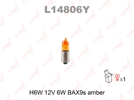 Лампа накаливания LYNXauto H6W 12V BAX9s Amber L14806Y