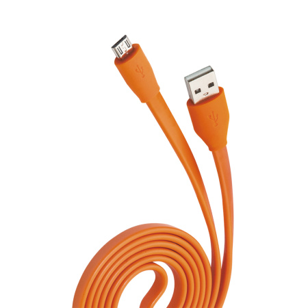 Кабель Olmio USB 2.0 - microUSB 1м 2.1A оранжевый плоский